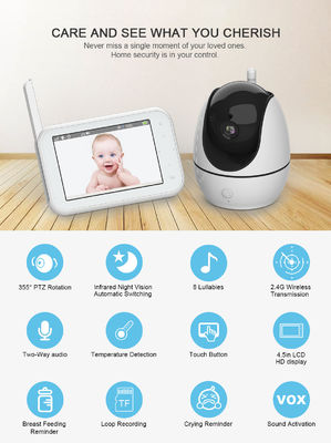 Monitor video inalámbrico del bebé de la exhibición 2300mah del LCD con el sensor de temperatura
